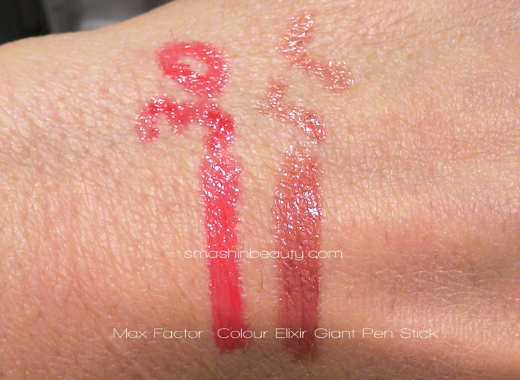 Max Factor Colour Elixir Giant Pen Stick in 35 passionate red & 55 Mysterious Haze Makeup Review Swatches