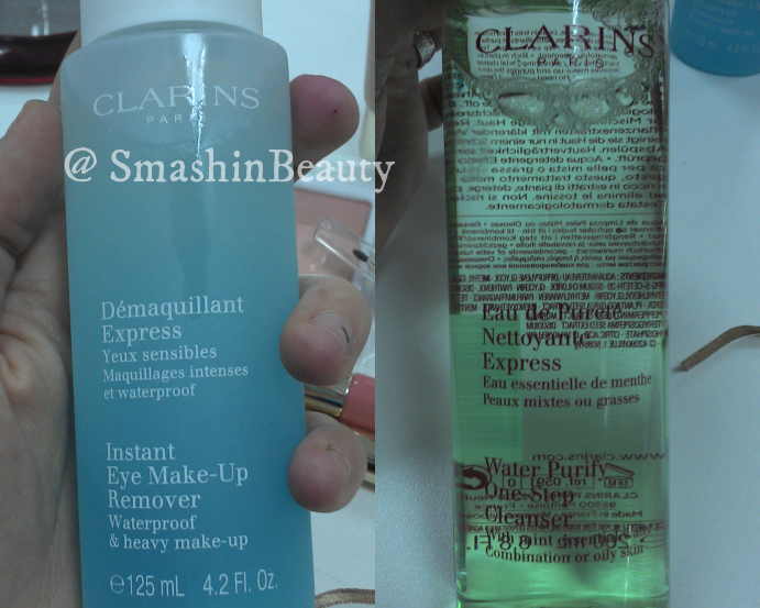 Clarins instant eye makeup remover clarins express water purify one step cleanser